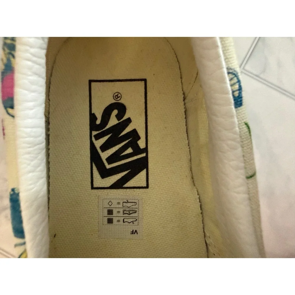 Vans Classic Slip-On Cream/Yellow Butterfly Floral Canvas Shoes Womens 6.5